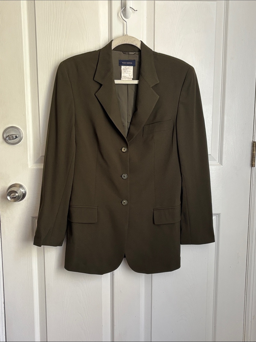 Piazza Sempione Wool Blend Olive Green 3 Button Blazer Jacket Size 42 IT 6 in US